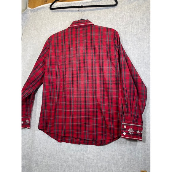 Karen Scott Sport Women Red Plaid Snowflake Embroidered Button Down Shirt Size S - Picture 8 of 11